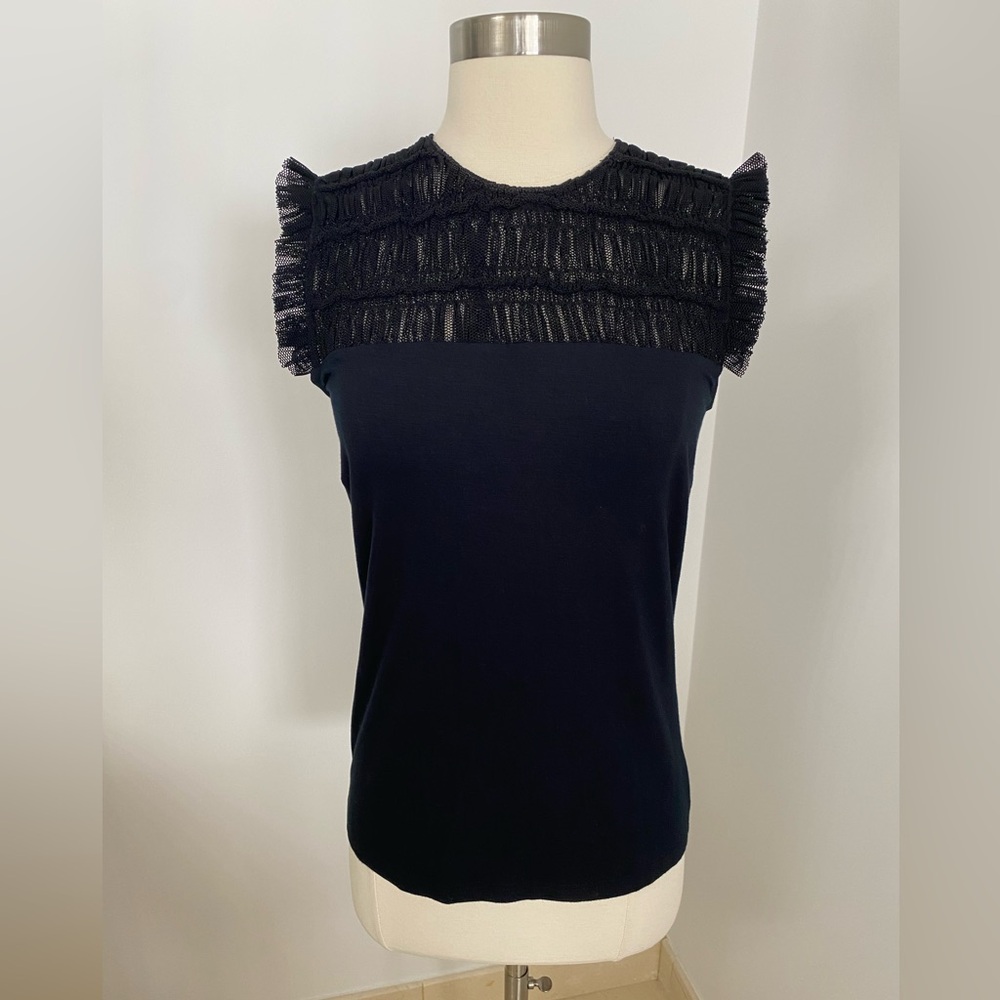 Akris Punto Black Fringe Detail Blouse